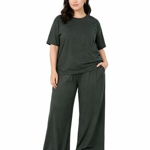 Women's Relaxed Fit Pajama Set - Dark Green